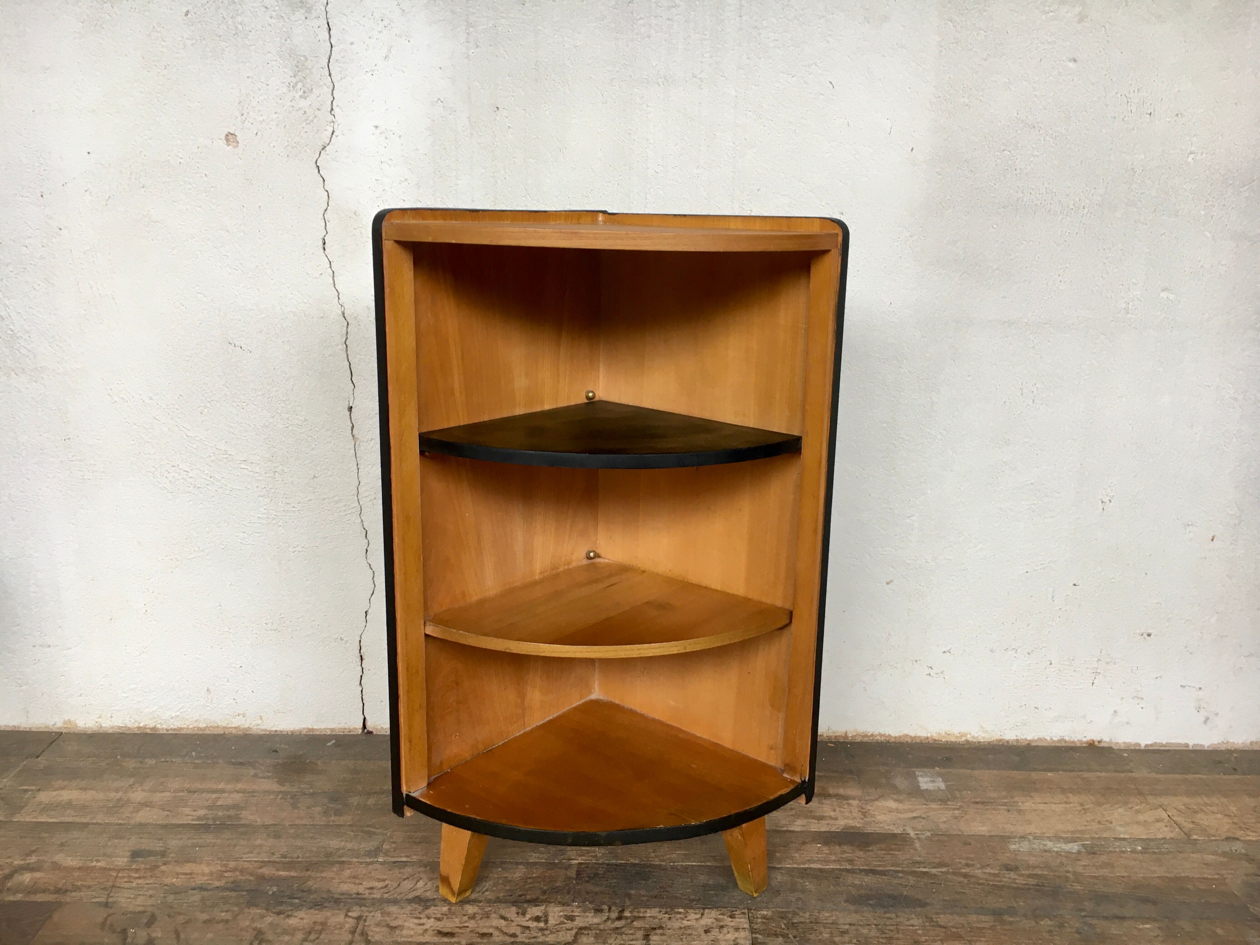 Vintage corner shelf feet compass light oak
