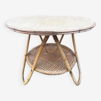 Rattan coffee/side table circa 1960