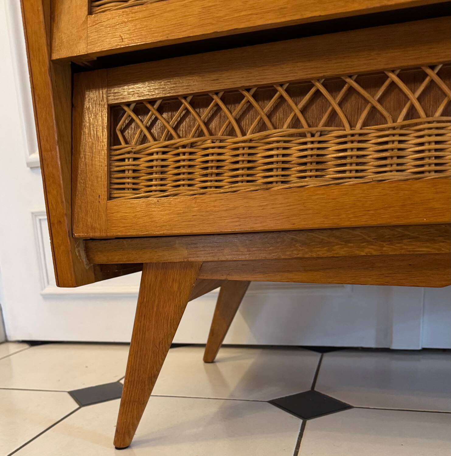 Vintage chest of drawers with compass feet