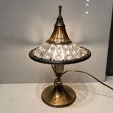Lampes de table vintage en laiton cristal, années 1960, Ensemble de 2