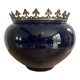 Ceramic cache-pot with bronze frame