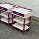 2 vintage bedside tables painted in white and purple with a drawer.