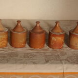 Lot de 5 pots avec son couvercle,  en grès vintage