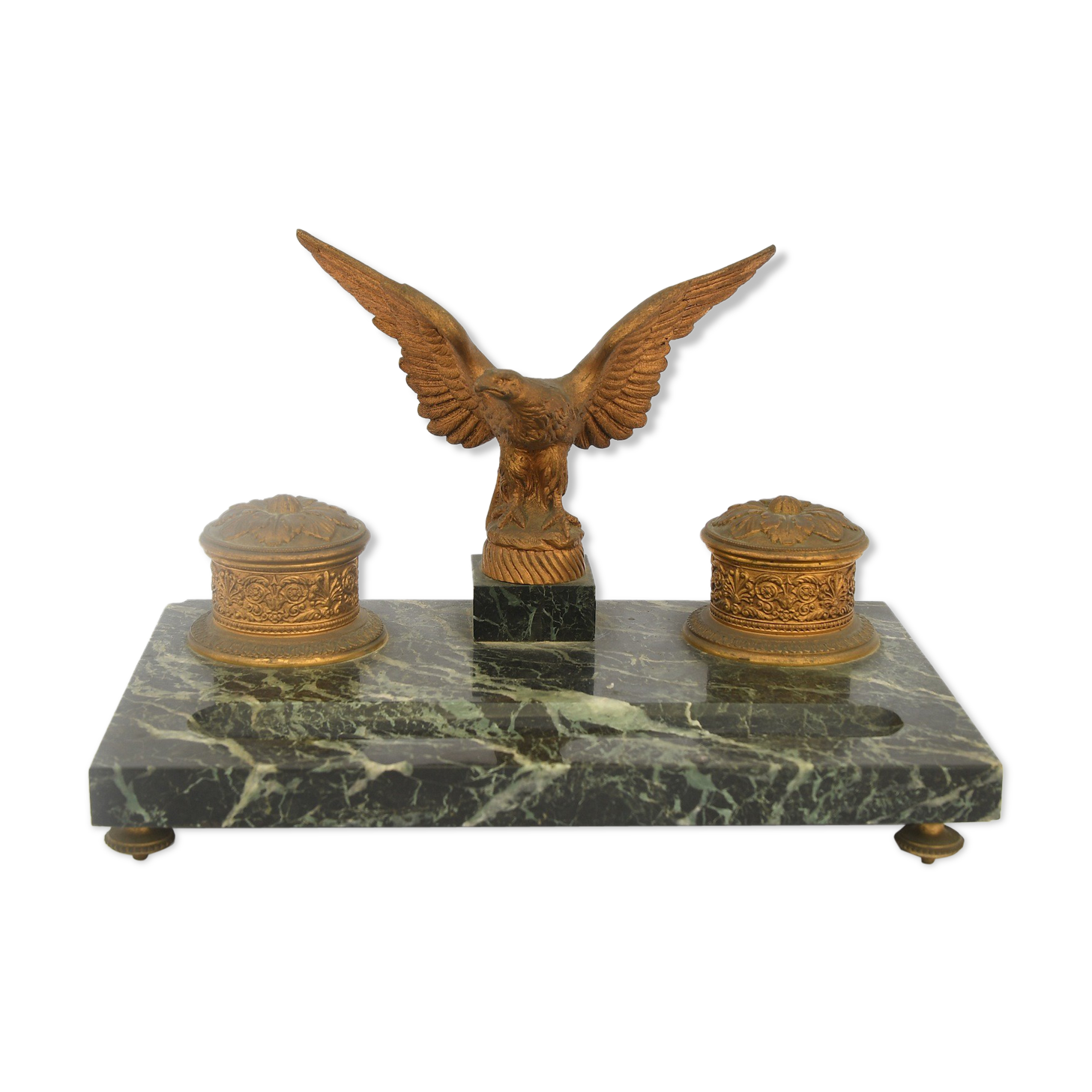 Marble and gilded bronze inkwell