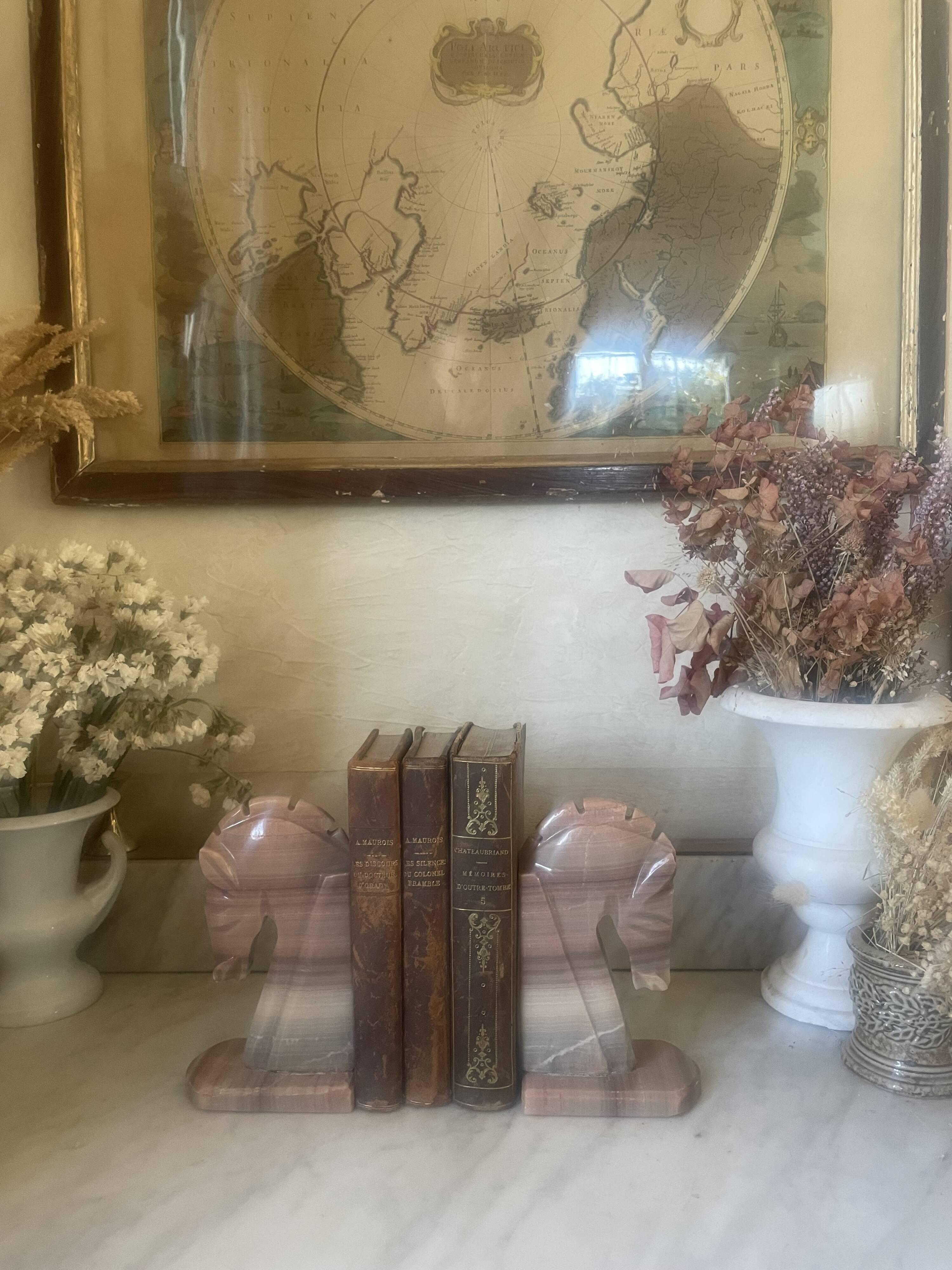 Vintage onyx horse head bookends