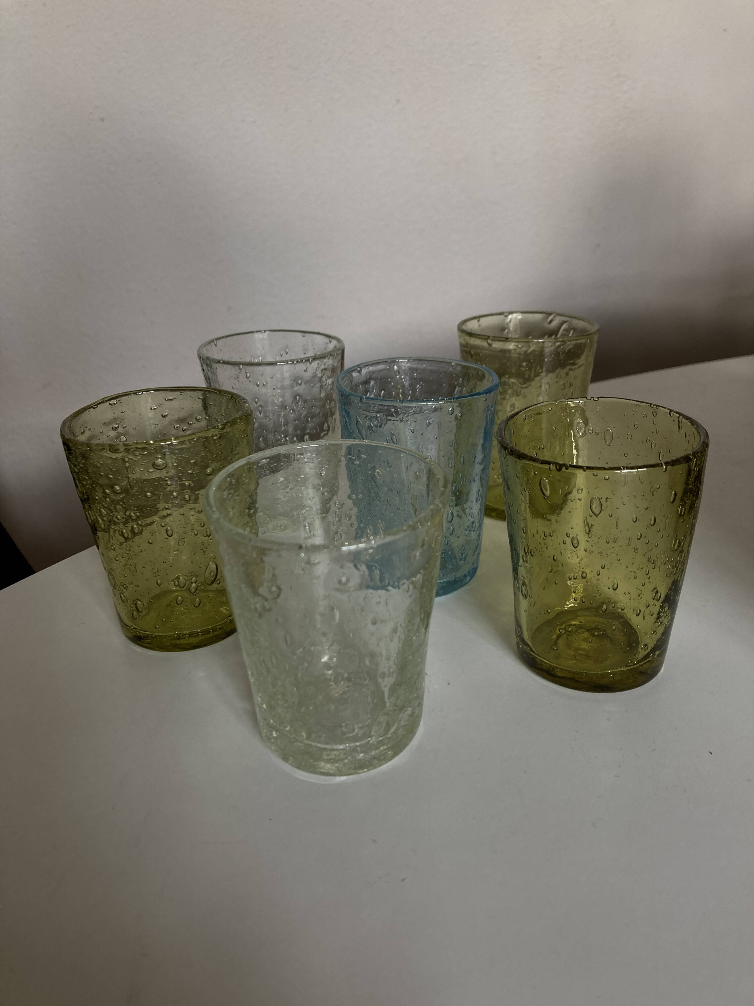 Set of 6 glass shot glasses from Biot 1960