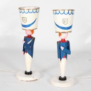 Pair of wooden lamps painted by Suzanne Bonnichon, circa 1940