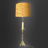 Antique large brass candlestick lamp base