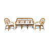 sofa 2 armchairs in bamboo 70s vintage modern