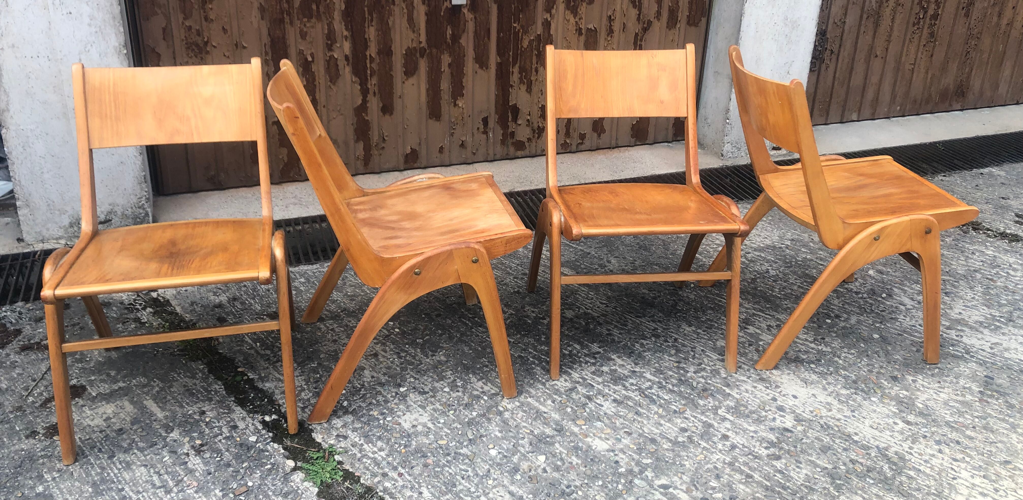 Vintage blond wood chairs 60s