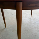 Scandinavian design extendable round table in teak, Danish manufacture.
