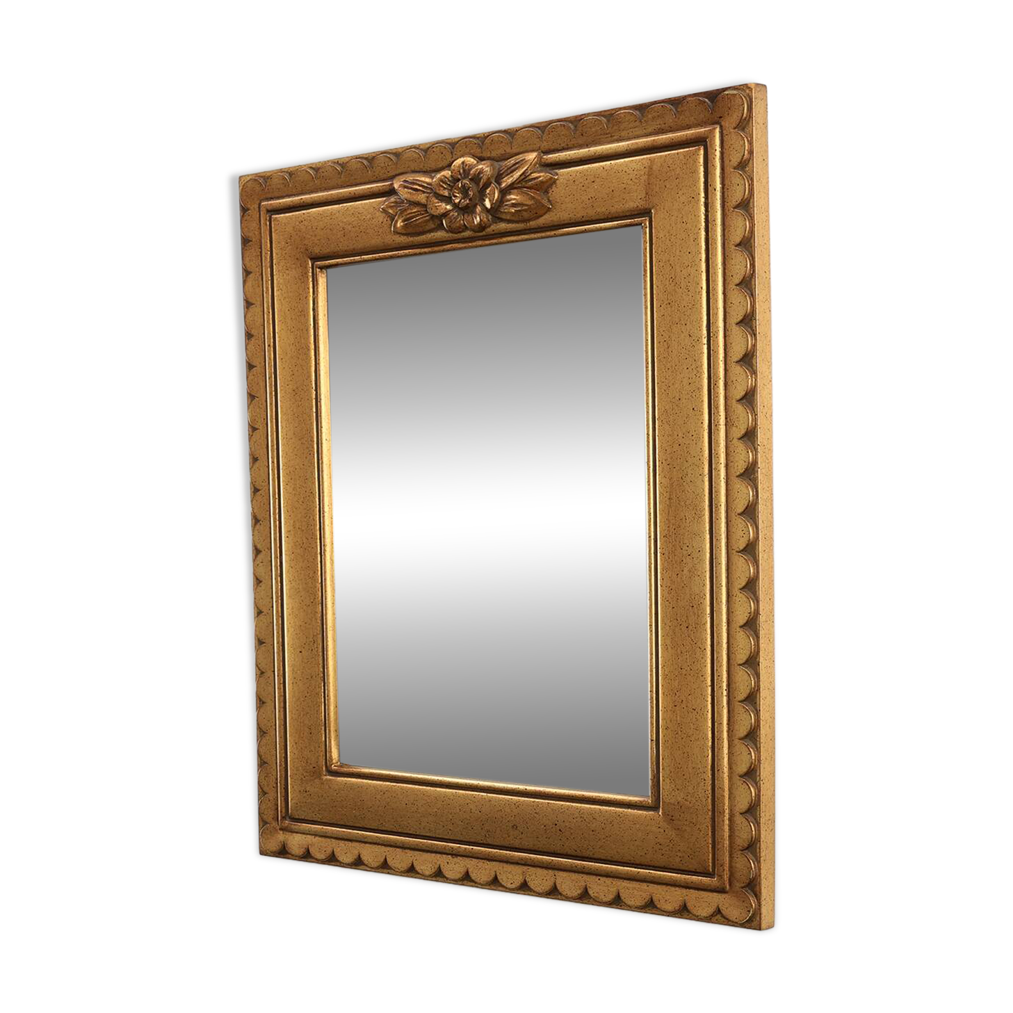 20th Century rectangular Deknudt Gilt Resin Mirror, Belgium