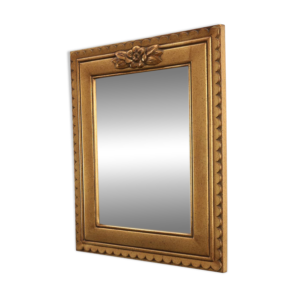Miroir rectangulaire en résine dorée Deknudt, Belgique 20e siècle