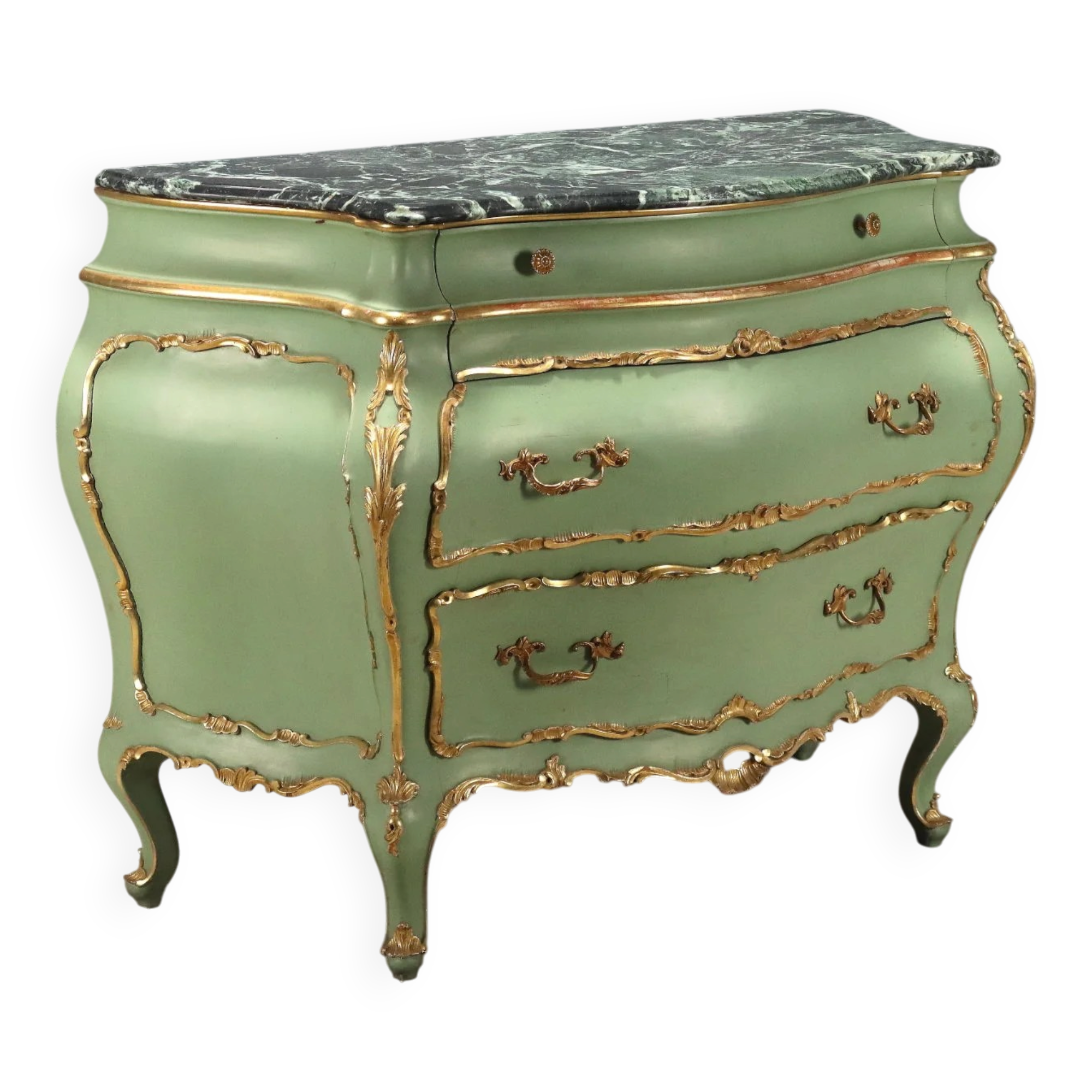 Commode ancienne style baroque en bois laqué XXe siècle
