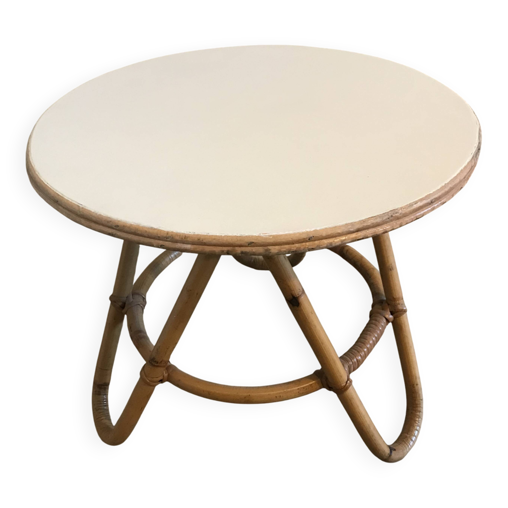 Table ronde vintage en rotin/osier | Selency