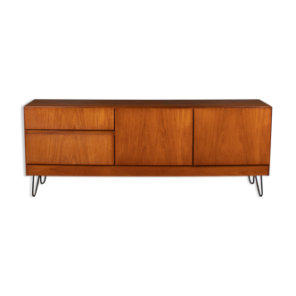 Retro Teak 1960s White & Newton Style S Form Sideboard Cabinet On Hairpin Legs
