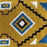 Tapis  vintage en laine jaune ocre Smyrna 97x50cm