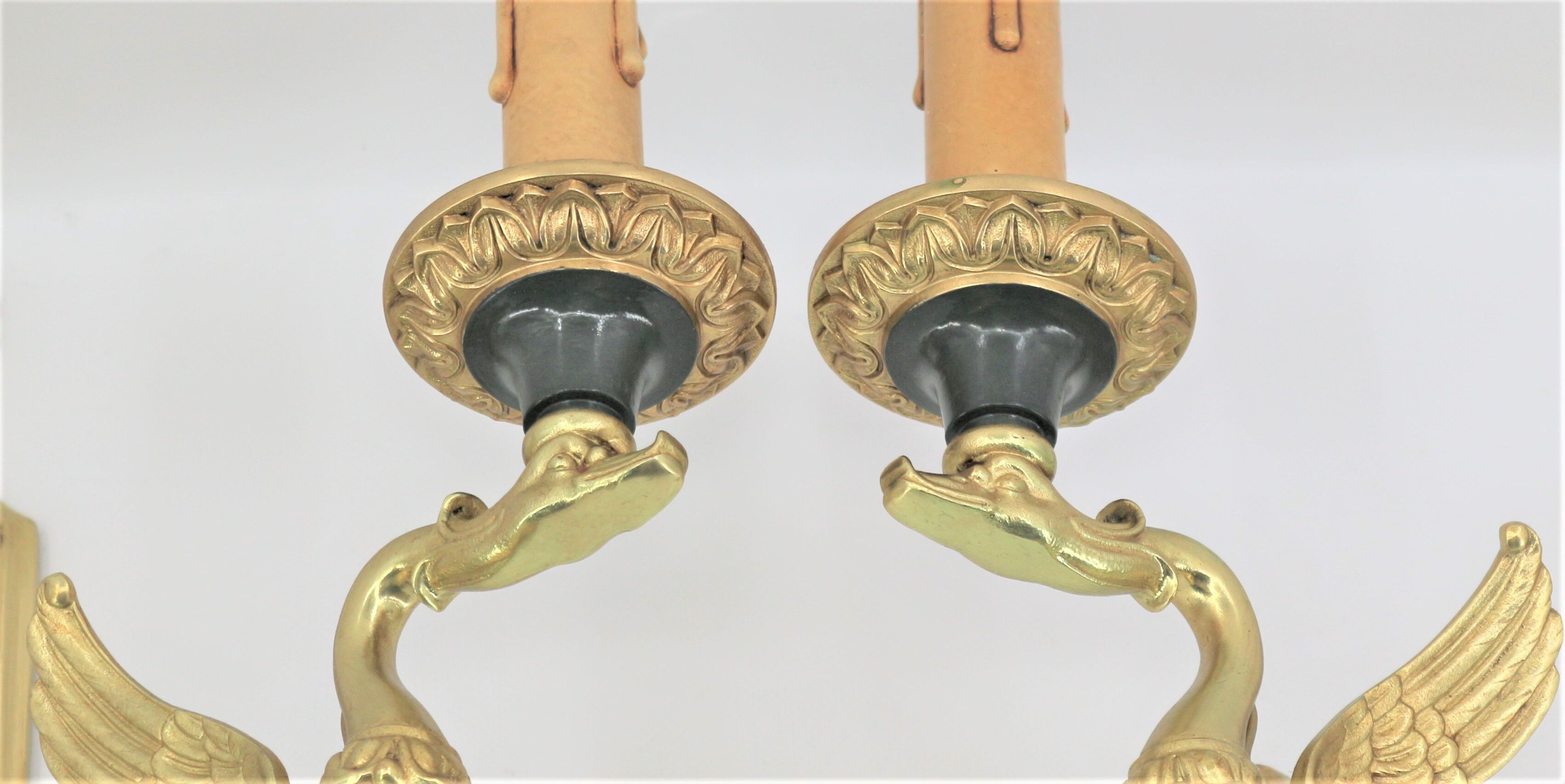 Pair of empire-style bronze wall light