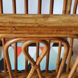 Vintage bamboo rattan serving trolley