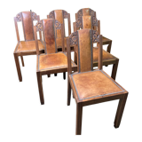 6 art deco chairs leather sitting