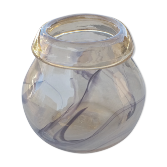 Smoked glass paste vase with 70s Vintage purple inclusions Maure-Vieil - Bob le Bleis