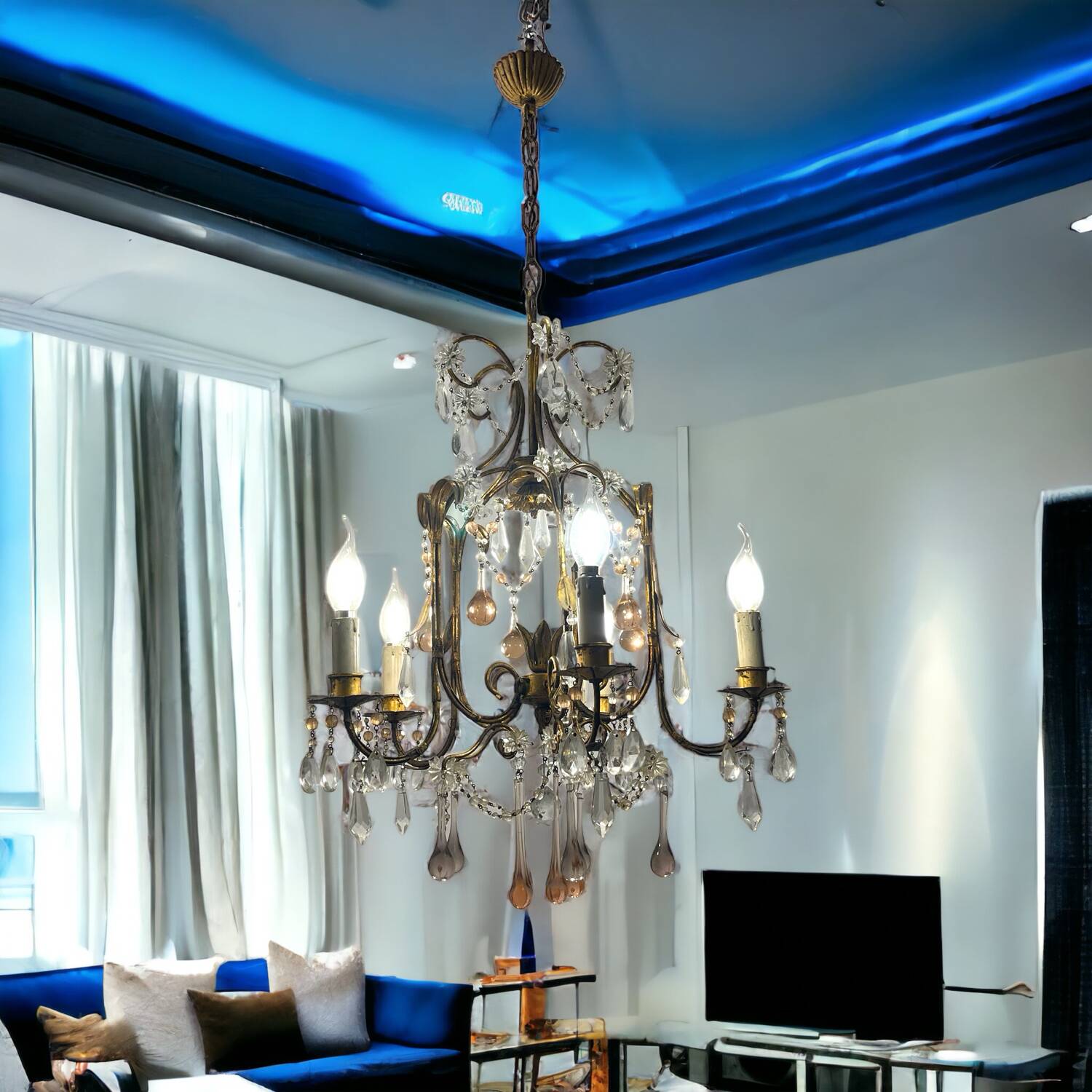 Florentine Murano Glass Drop Chandelier
