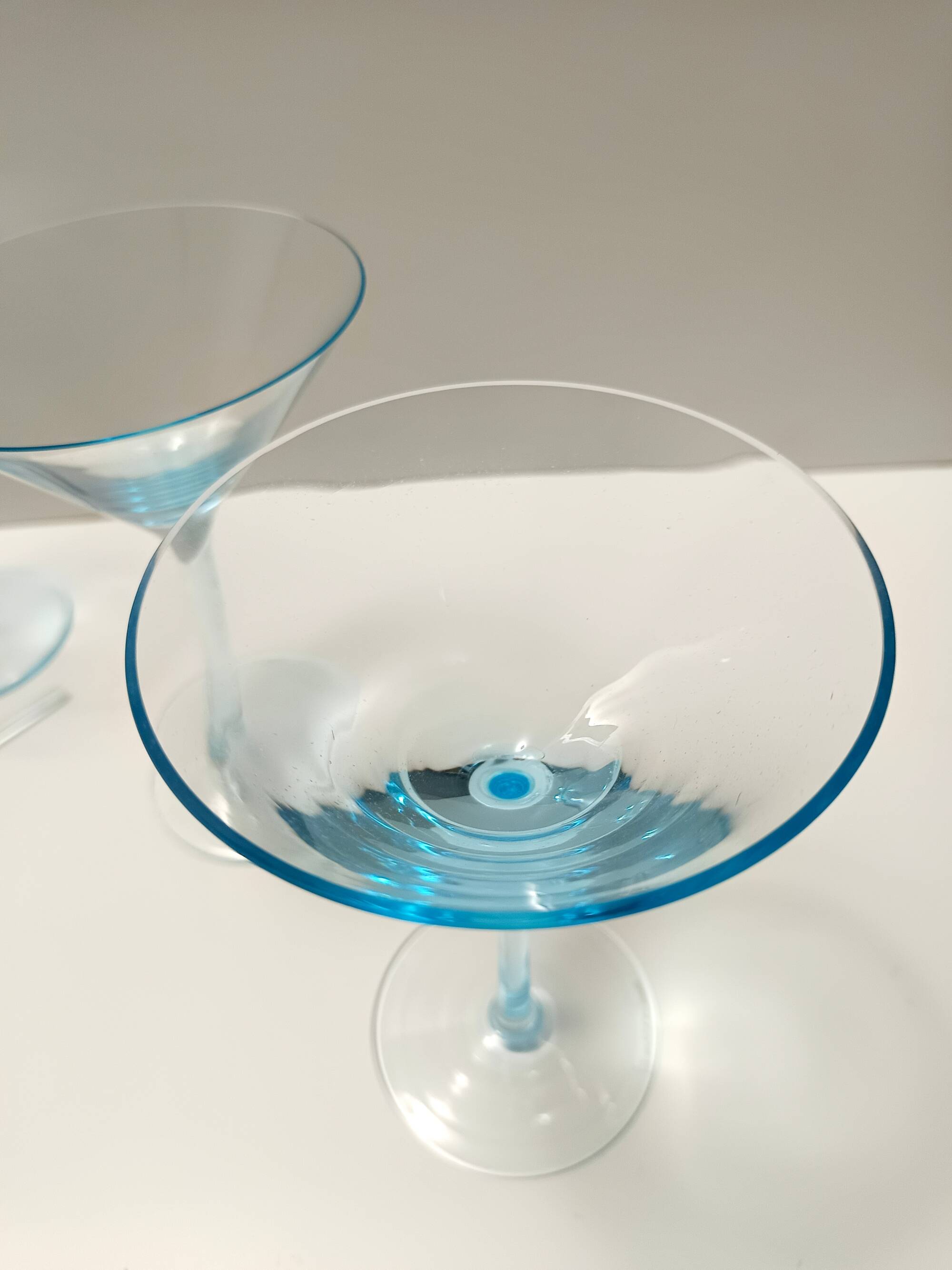 Light Blue Murano Glass Cocktail Set of 6 Glasses and a Pitcher by La Murrina