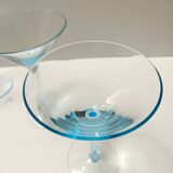 Coffret à cocktail en verre de Murano bleu clair composé de 6 verres et d'un pichet par La Murrina