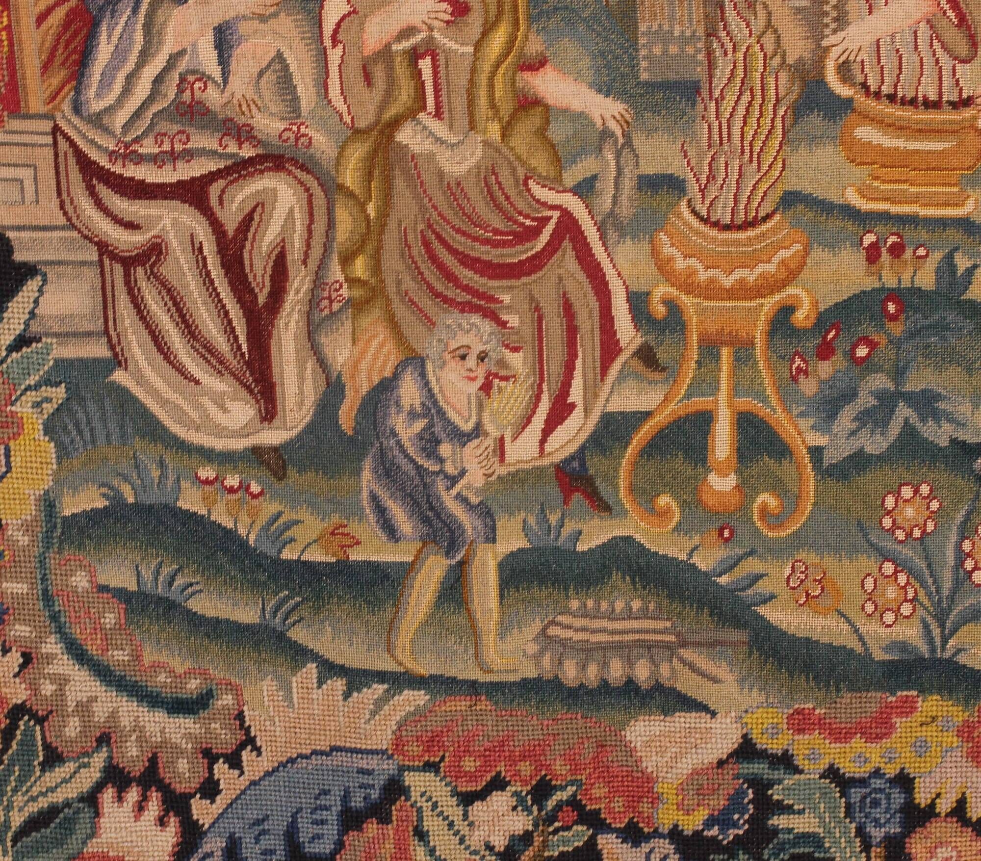 Brussels tapestry from the 19th century – Flowering greenery and gallant scene