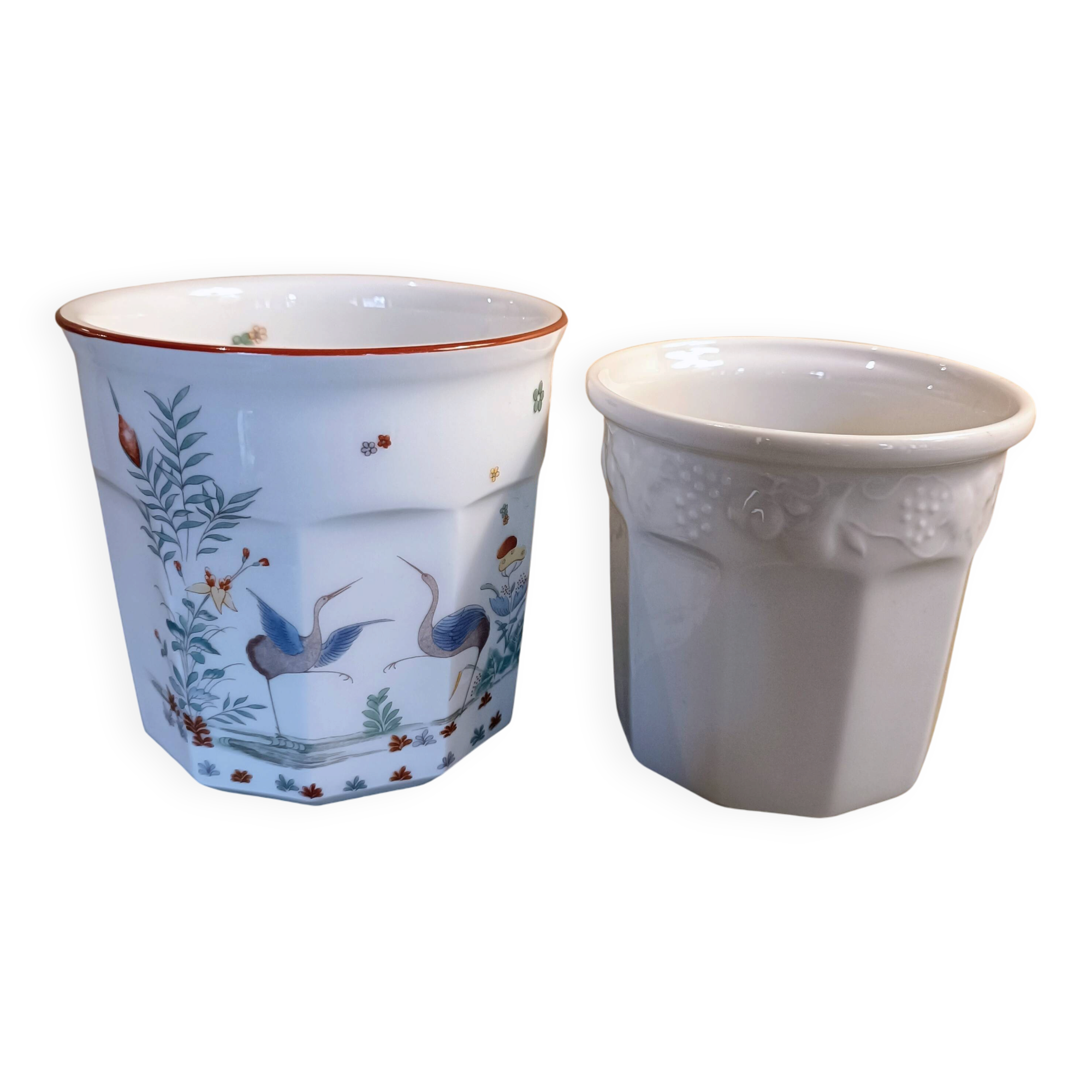 Two porcelain jam jars