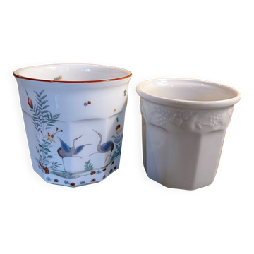 Deux pots à confiture en porcelaine