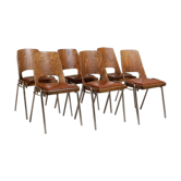 Jomain Baumann chairs, cognac leather seat, circa 1960