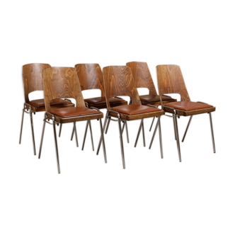 Jomain Baumann chairs, cognac leather seat, circa 1960