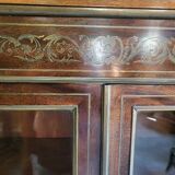 Napoleon iii library showcase with brass marquetry in mahogany from the 19th century n°2