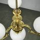 1930s Art Deco Brass and Opaline Glass Globe Chandelier, Czechoslovakia