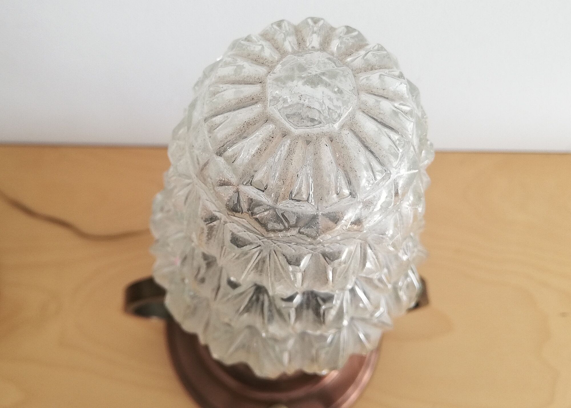 Pair of Ar Nouveau style copper and crystal table lamps vintage 1950s 50s