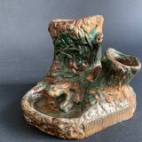 Pyrogenic, naturalistic tobacco jar in glazed terracotta from the 1900s