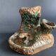Pyrogenic, naturalistic tobacco jar in glazed terracotta from the 1900s