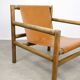 Mid-Century Scandinavian Armchair in Wood & Brown Leatherette, 60s