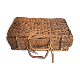 Vintage wicker suitcase