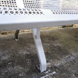 Old public wrought iron bench painted white - 50s
