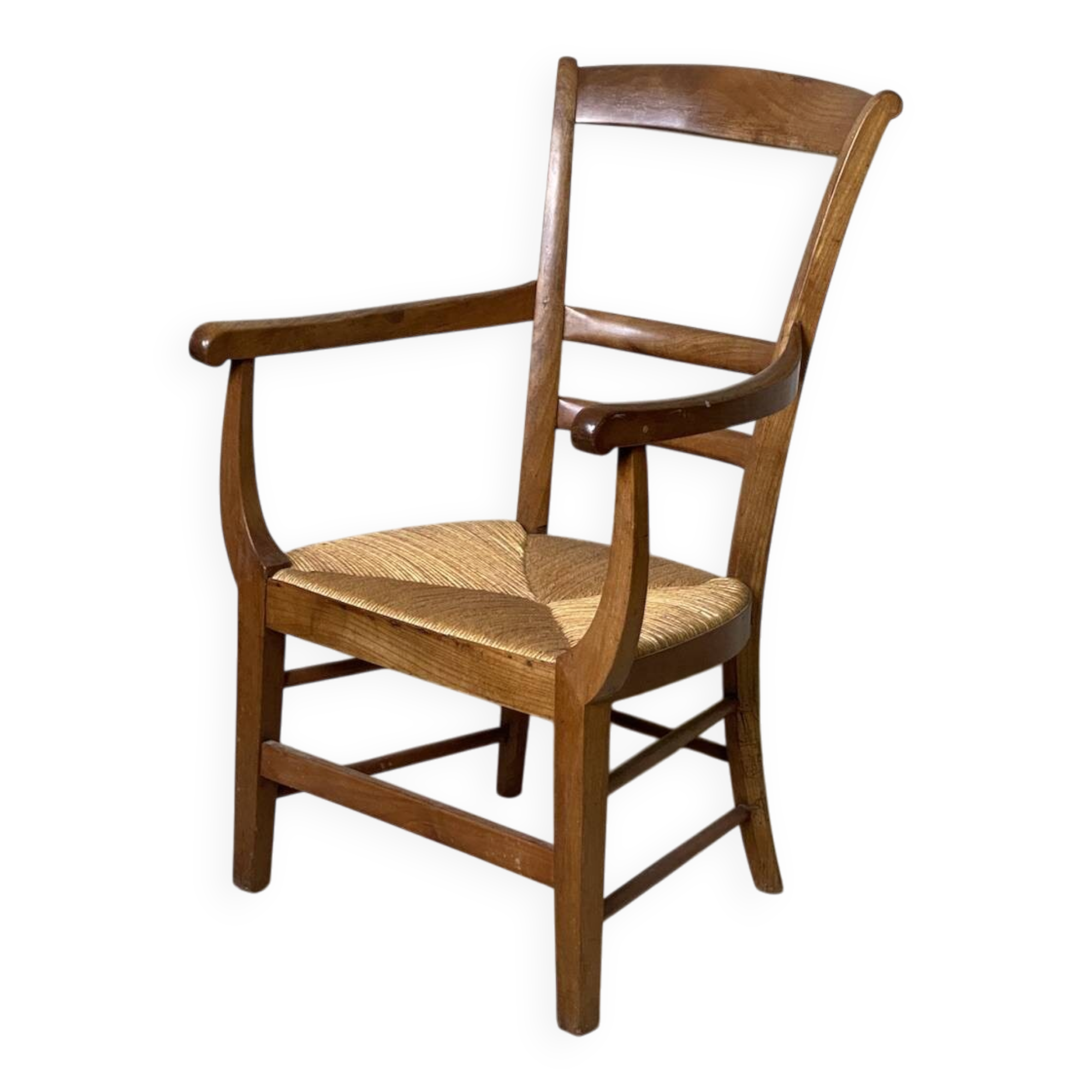 Louis Philippe armchair in walnut and straw, 19th century.