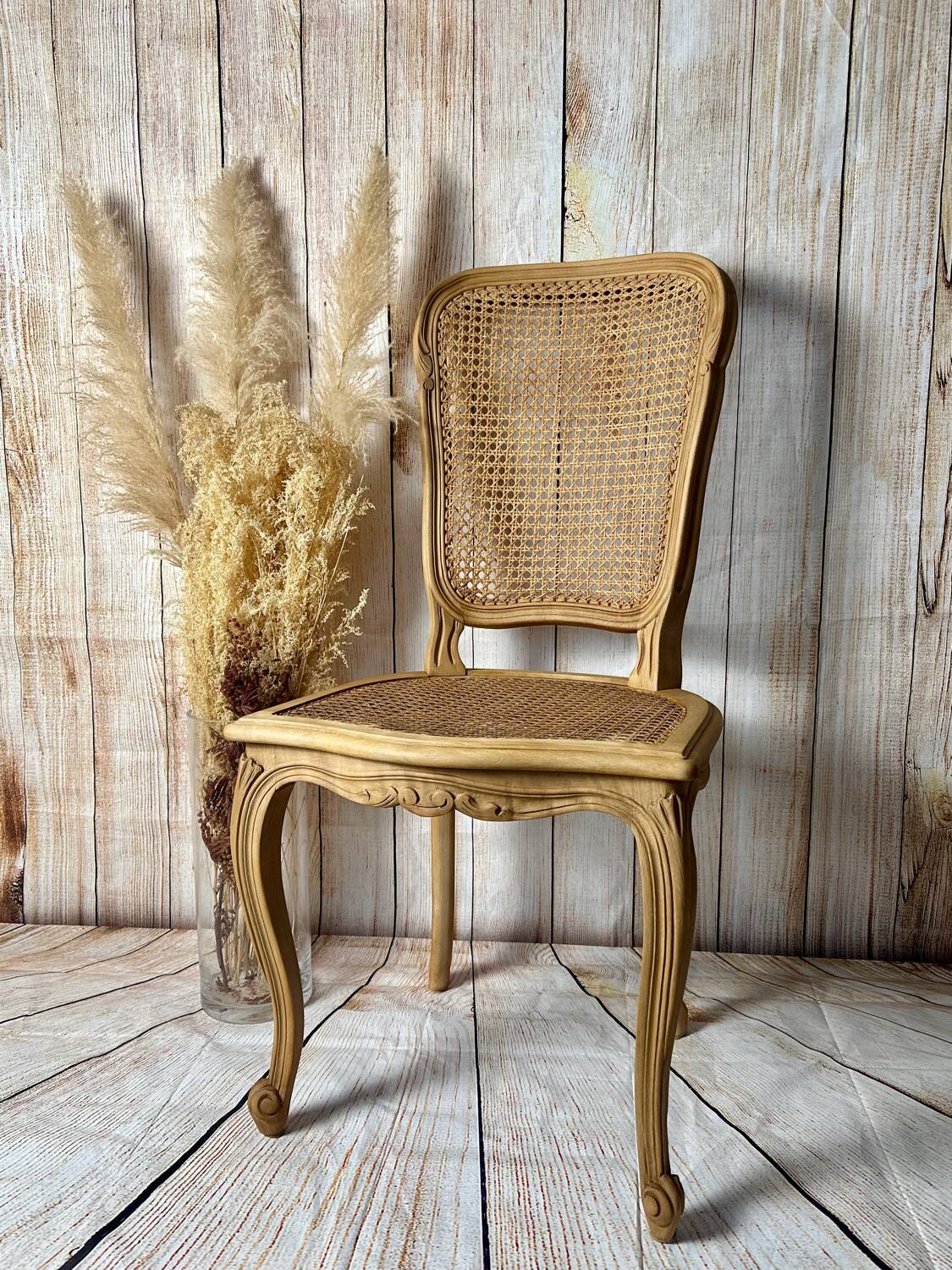 Set of 3 antique caned chairs – Louis XV style