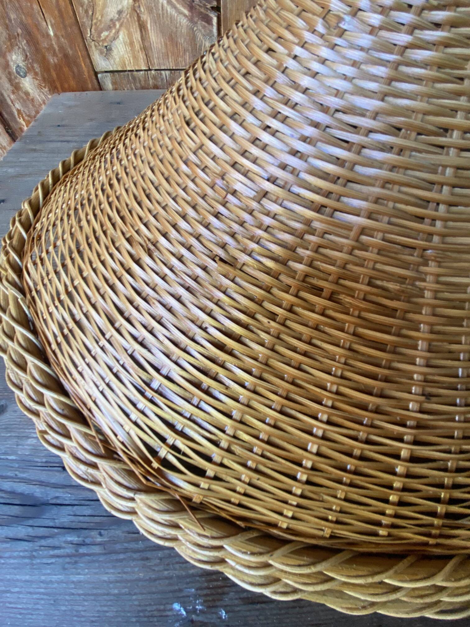 Large vintage oval rattan pendant light