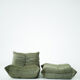 Togo Armchair and Pouf in Khaki wide Corduroy