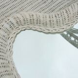 Vintage white rattan heart mirror 60-70, 47cm