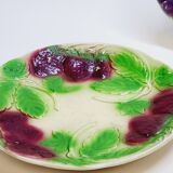 3 old plates in slip decoration strawberries and grapes