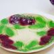 3 old plates in slip decoration strawberries and grapes
