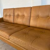 Vintage danish retro svend skipper 3 person sofa in light cognac leather