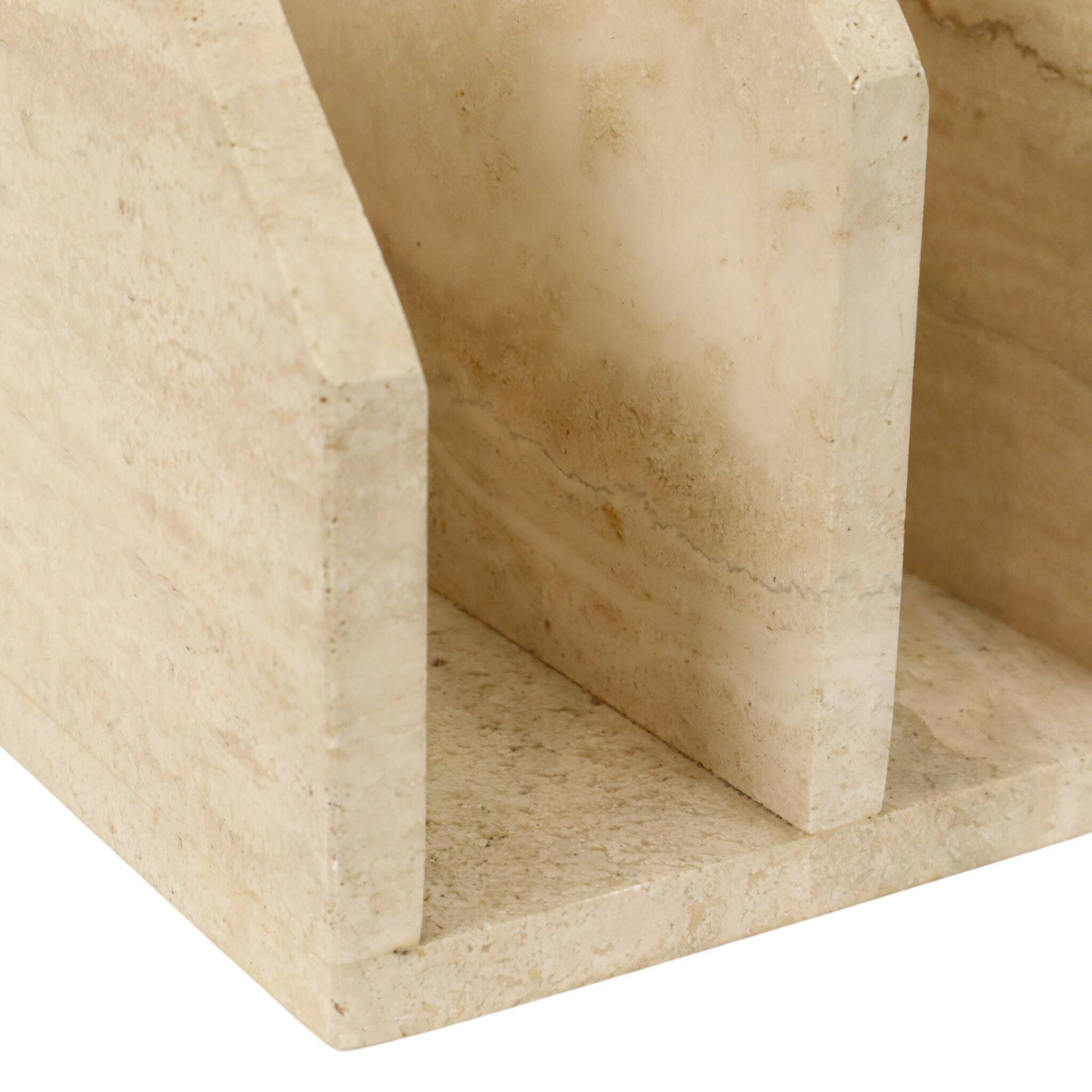 Vintage Travertine Natural Stone Magazine Rack – 1970s